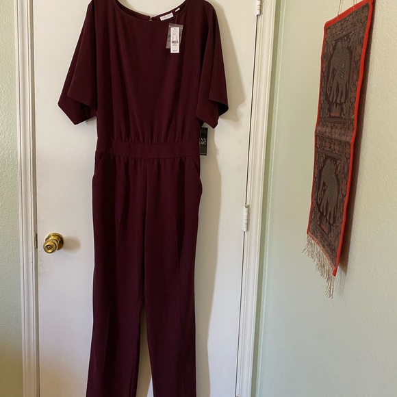 New York & Company Pants - New York & Company Burgundy Jumpsuit